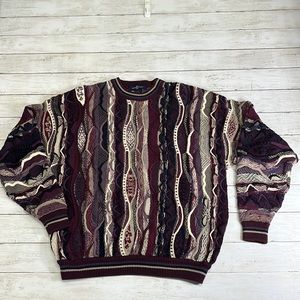 Coogi Style Multicolor Patterned Sweater